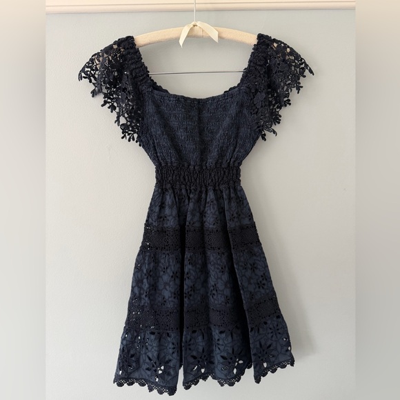EUC - Temptation Positano Sondrio Navy Lace Off-Shoulder Dress (XS) - Picture 3 of 8